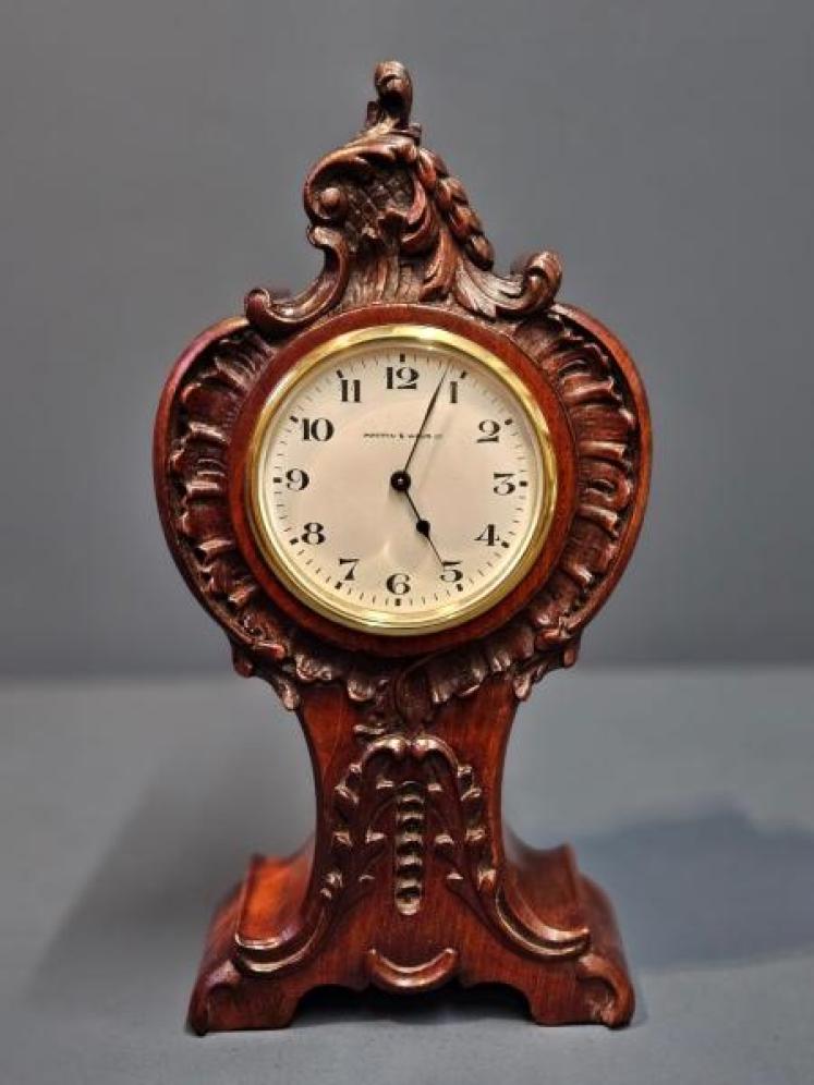 Victorian Carved Mahogany Mantel Clock  - Image 1