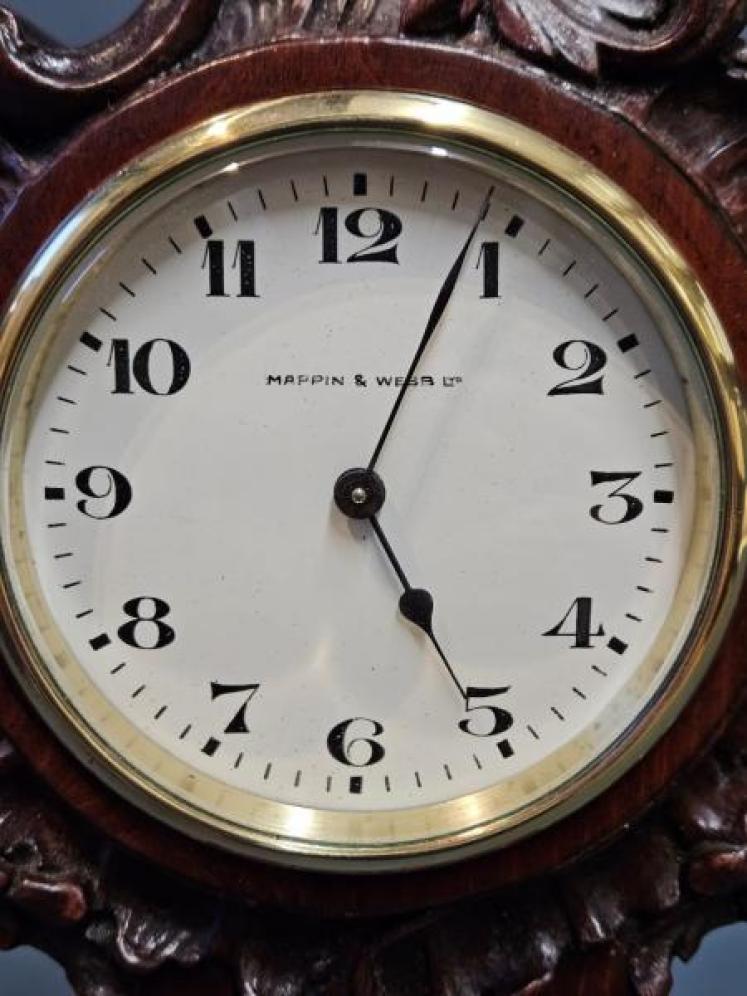 Victorian Carved Mahogany Mantel Clock  - Image 3