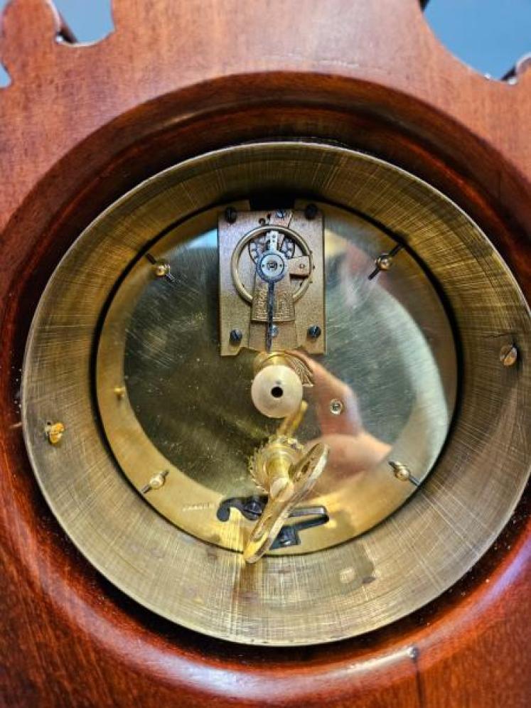 Victorian Carved Mahogany Mantel Clock  - Image 4