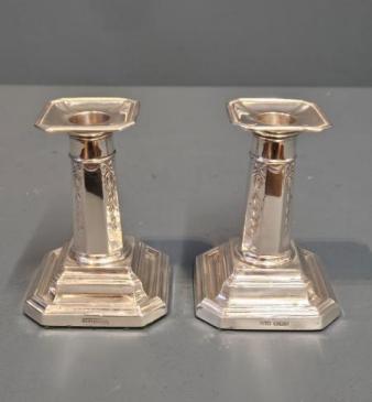Pair of Edwardian Solid Silver Candlesticks 