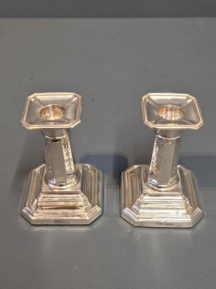 Pair of Edwardian Solid Silver Candlesticks  - Image 2