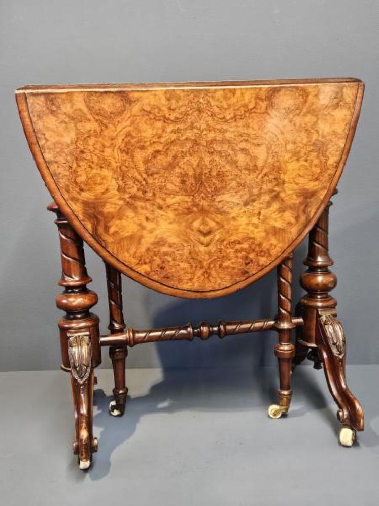 Victorian Burr Walnut Sutherland Table - Image 6