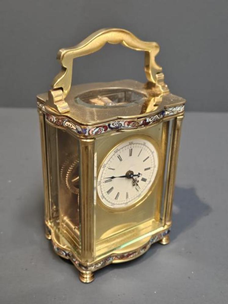 Edwardian Cloisonne Branded French Carriage Clock - Image 1