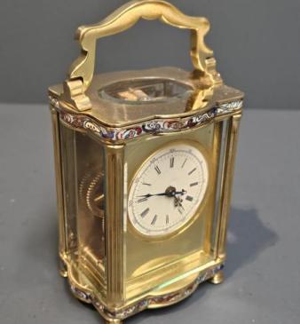 Edwardian Cloisonne Branded French Carriage Clock