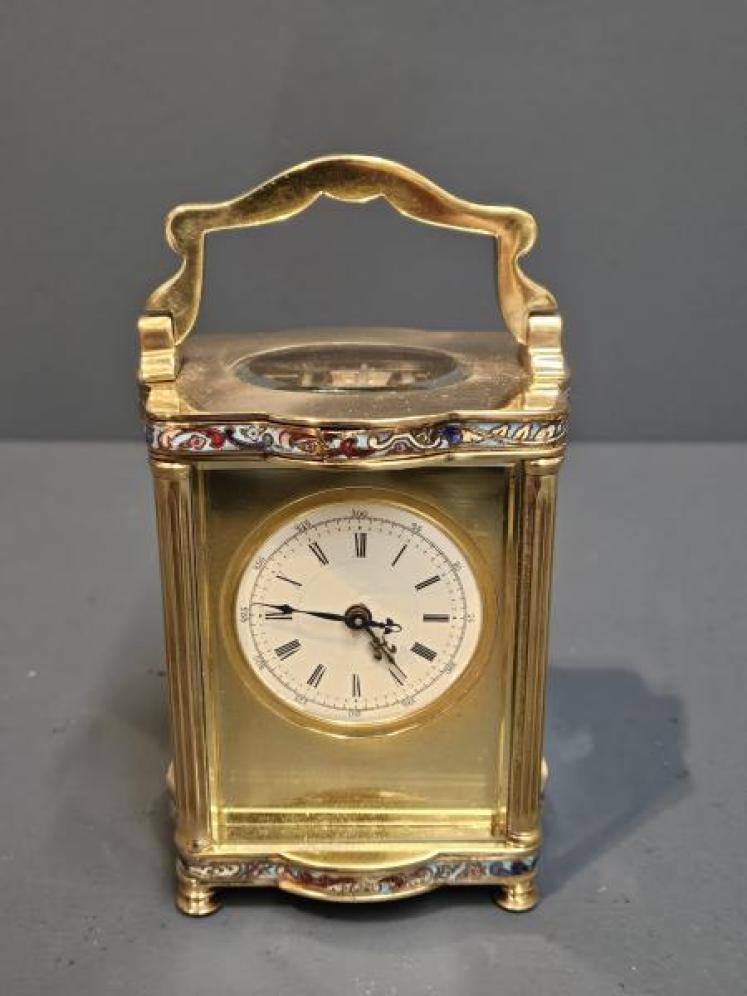 Edwardian Cloisonne Branded French Carriage Clock - Image 2