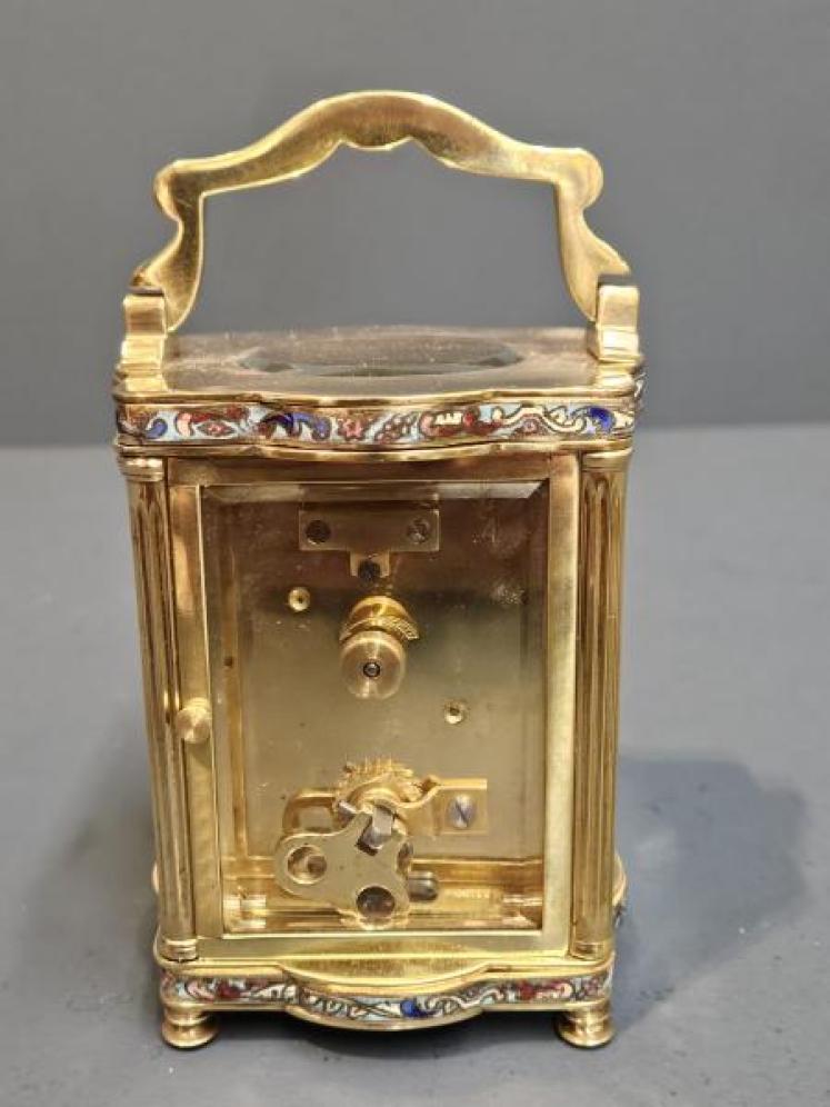 Edwardian Cloisonne Branded French Carriage Clock - Image 4