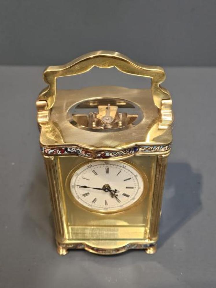 Edwardian Cloisonne Branded French Carriage Clock - Image 7