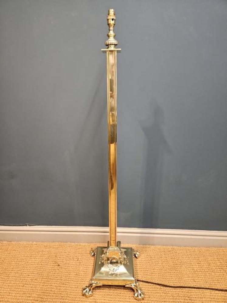 Edwardian Brass Rise and Fall Standard Lamp - Image 1