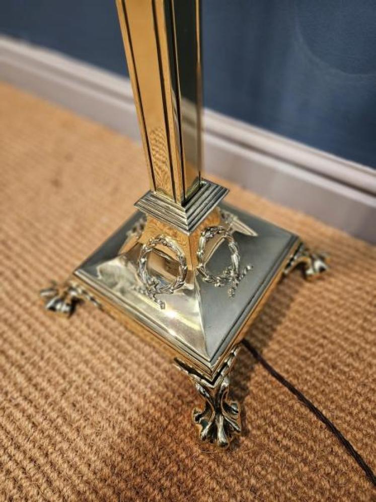 Edwardian Brass Rise and Fall Standard Lamp - Image 6