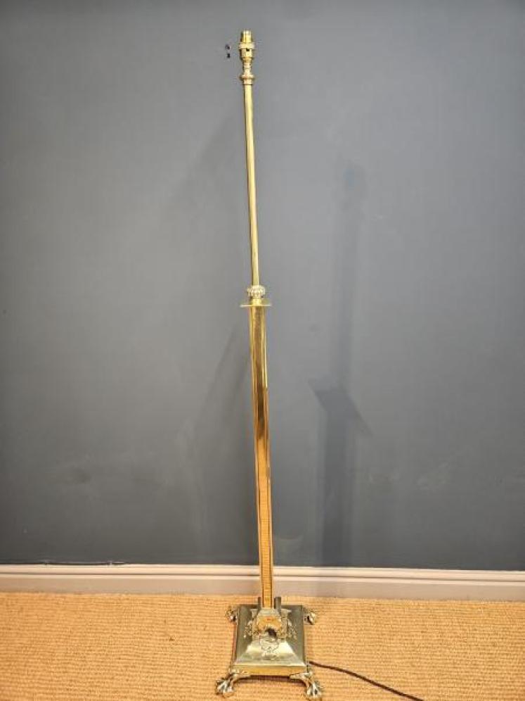 Edwardian Brass Rise and Fall Standard Lamp - Image 7