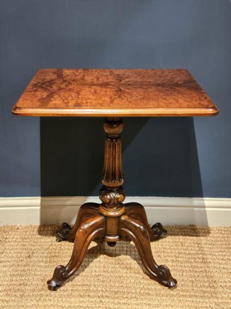 Early Victorian Burr Walnut Occasional Table - Image 7