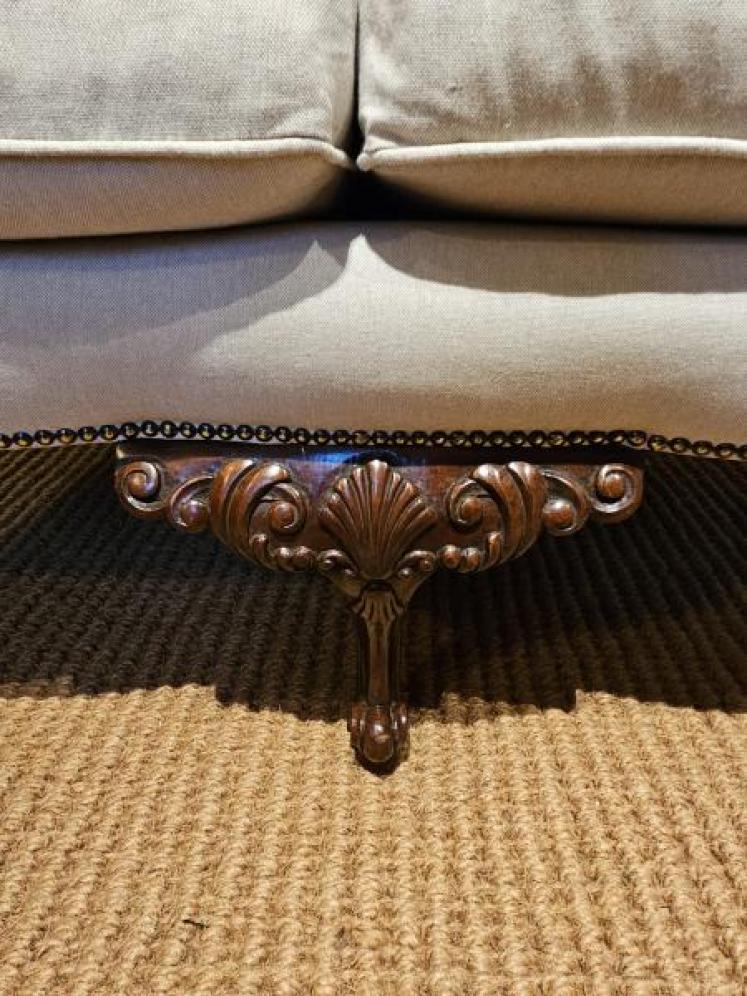 Matching Pair of Victorian Linen Covered Sofas - Image 7