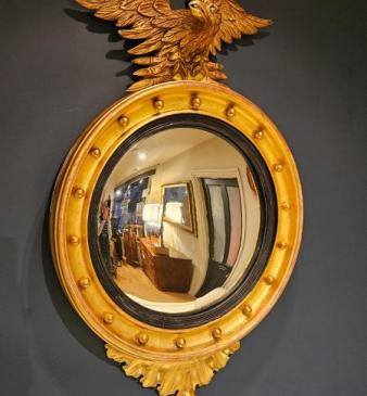 Large Regency Timber Gilt Convex Mirror 