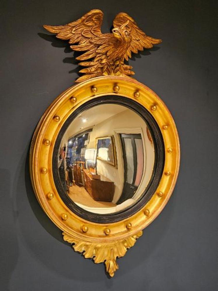 Large Regency Timber Gilt Convex Mirror  - Image 1