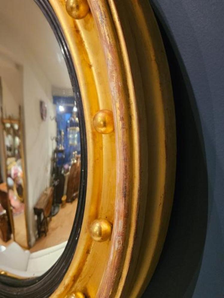 Large Regency Timber Gilt Convex Mirror  - Image 4