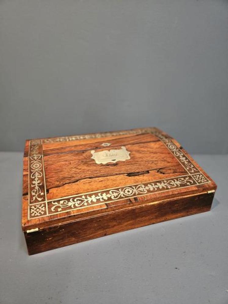 Regency Rosewood Brass Inlaid Writing Slope - Image 1