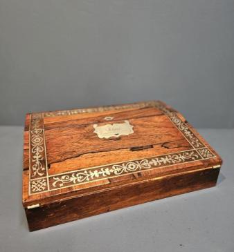 Regency Rosewood Brass Inlaid Writing Slope