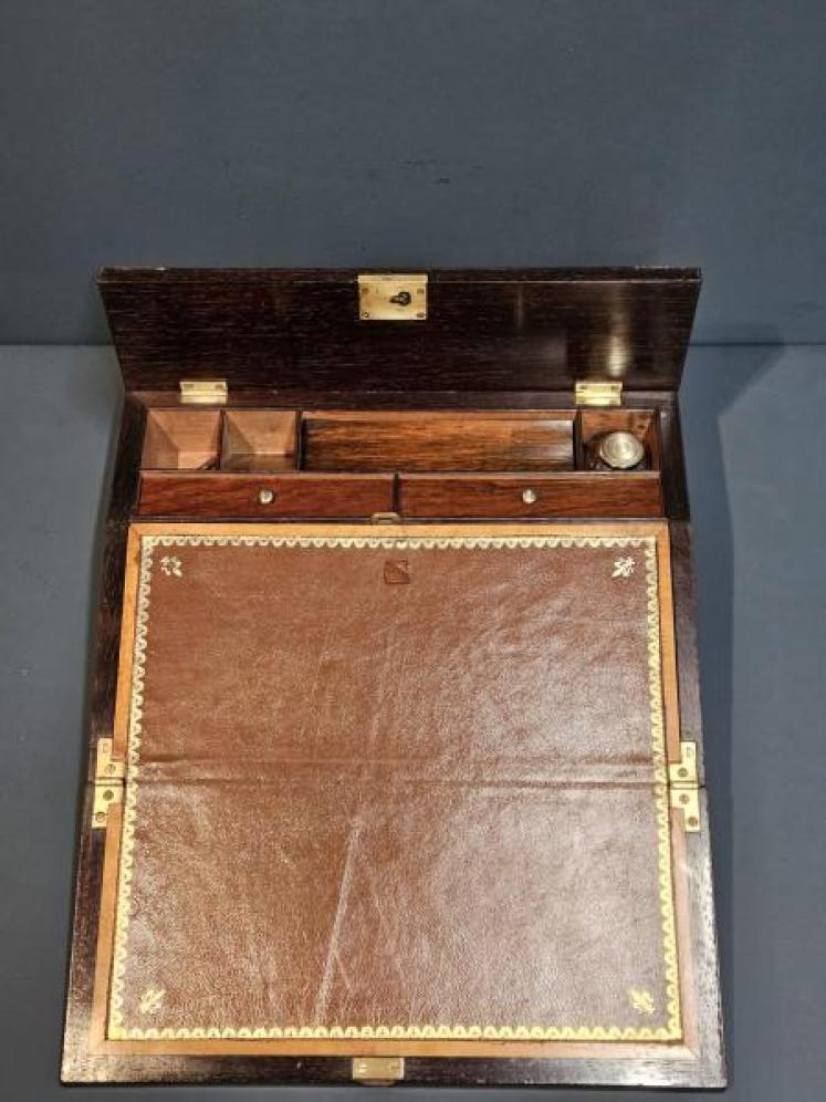 Regency Rosewood Brass Inlaid Writing Slope - Image 4