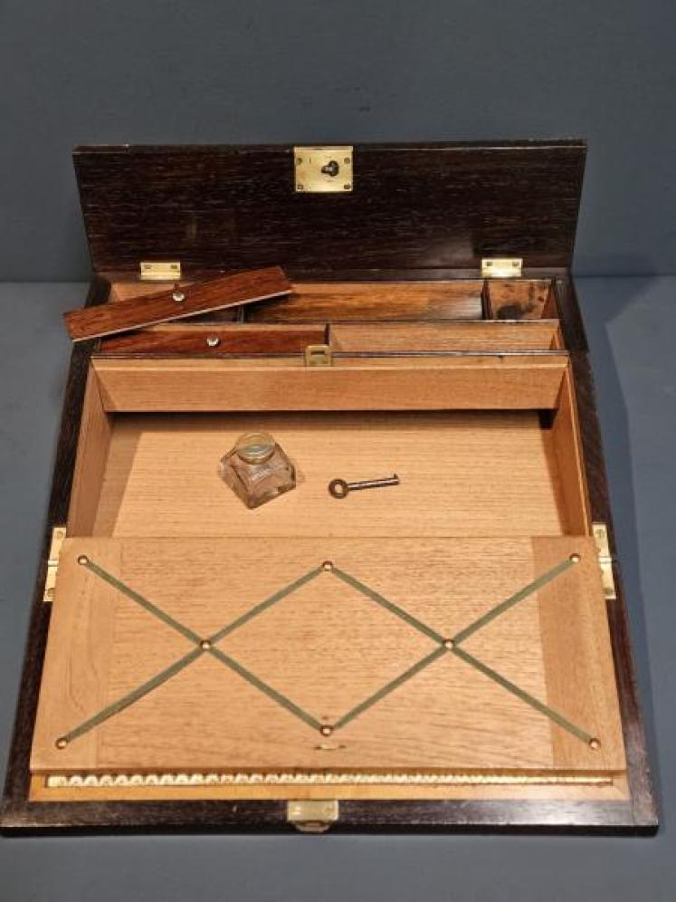 Regency Rosewood Brass Inlaid Writing Slope - Image 5