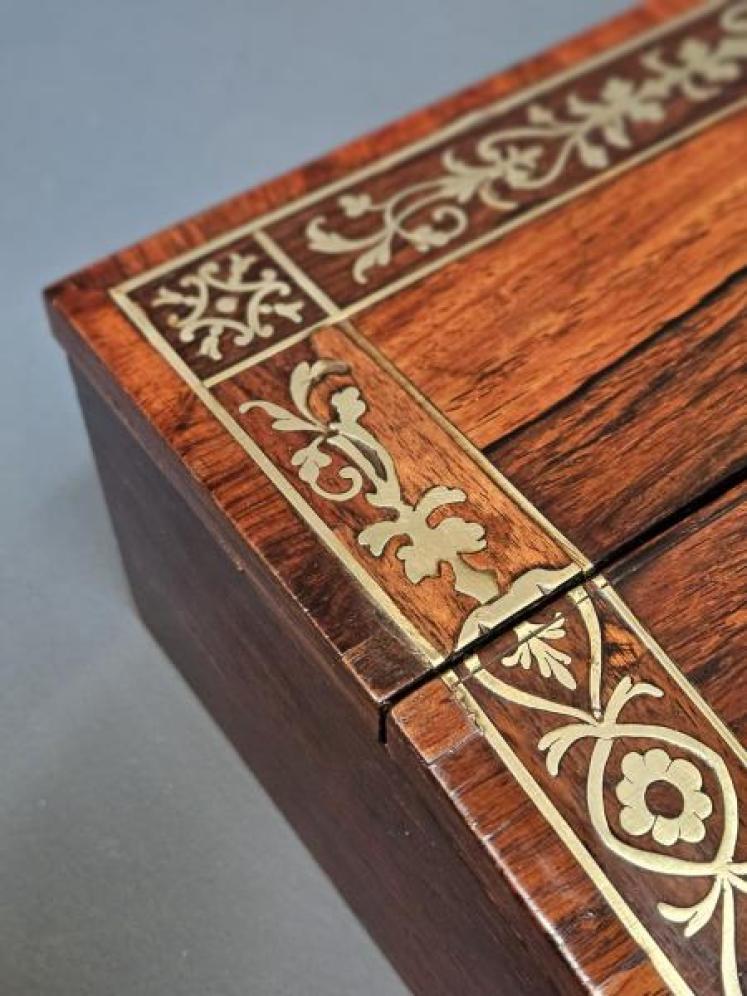 Regency Rosewood Brass Inlaid Writing Slope - Image 6