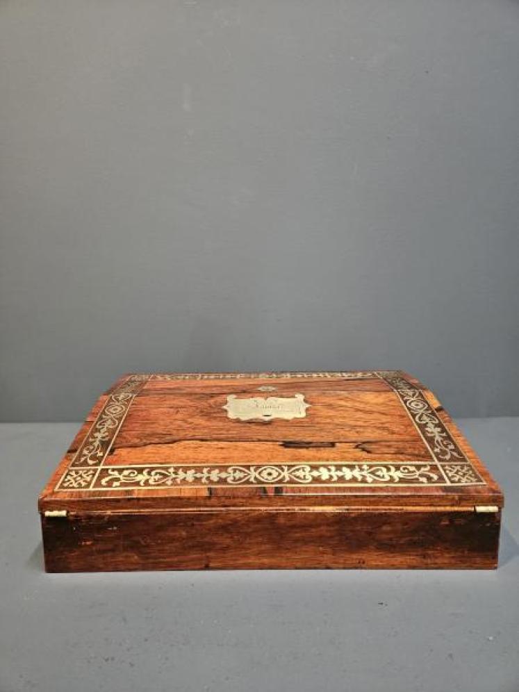 Regency Rosewood Brass Inlaid Writing Slope - Image 7
