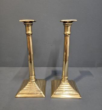 Pair of George III Brass Candlesticks