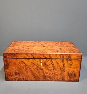 Early Victorian Burr Oak and Yew Writing Slope