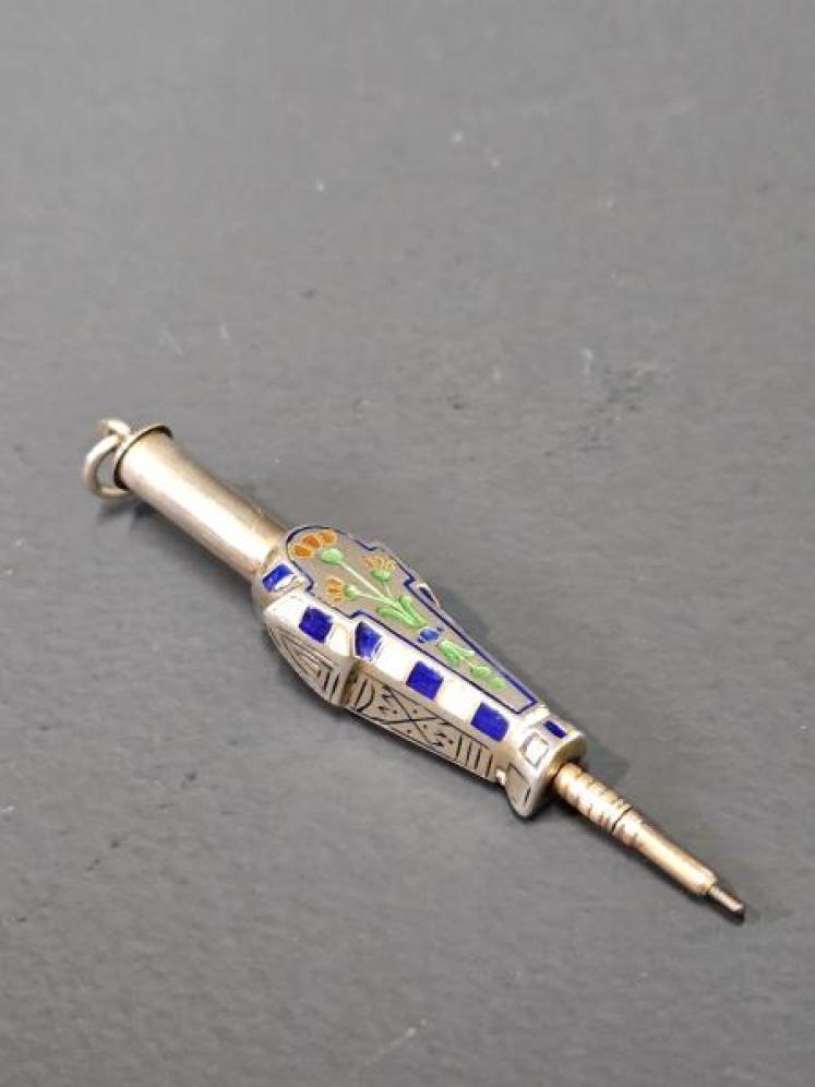 Silver, Enamel and Gold Propelling Pencil  - Image 2