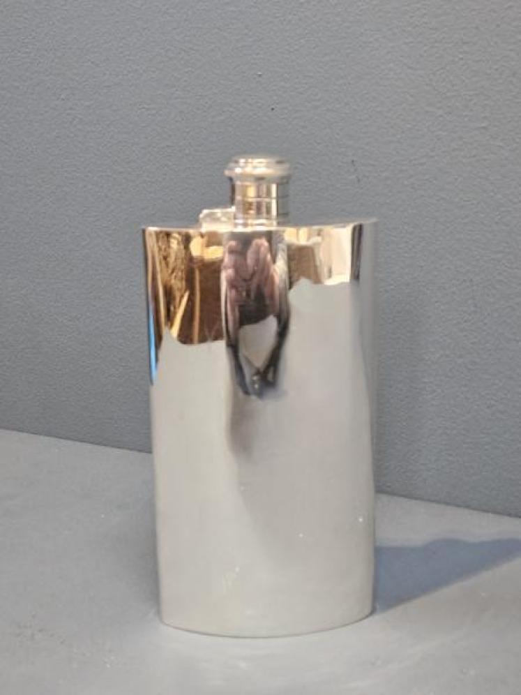 Immaculate Edwardian Silver Double Sized Hip Flask  - Image 1