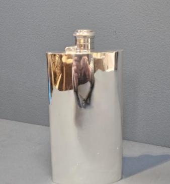 Immaculate Edwardian Silver Double Sized Hip Flask 