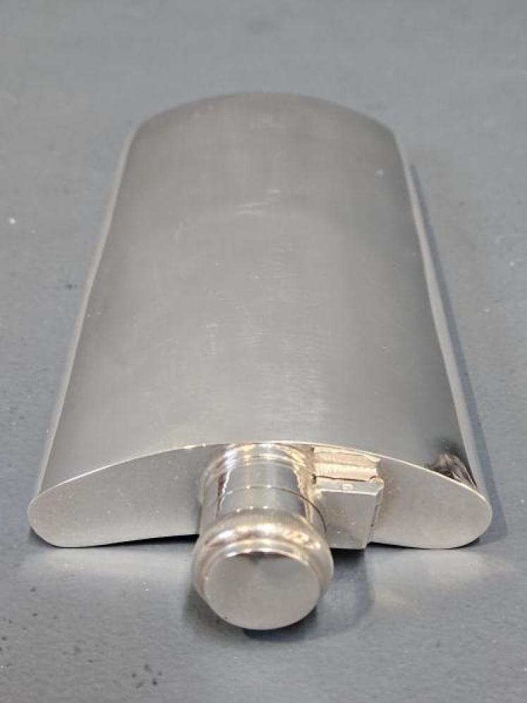 Immaculate Edwardian Silver Double Sized Hip Flask  - Image 3
