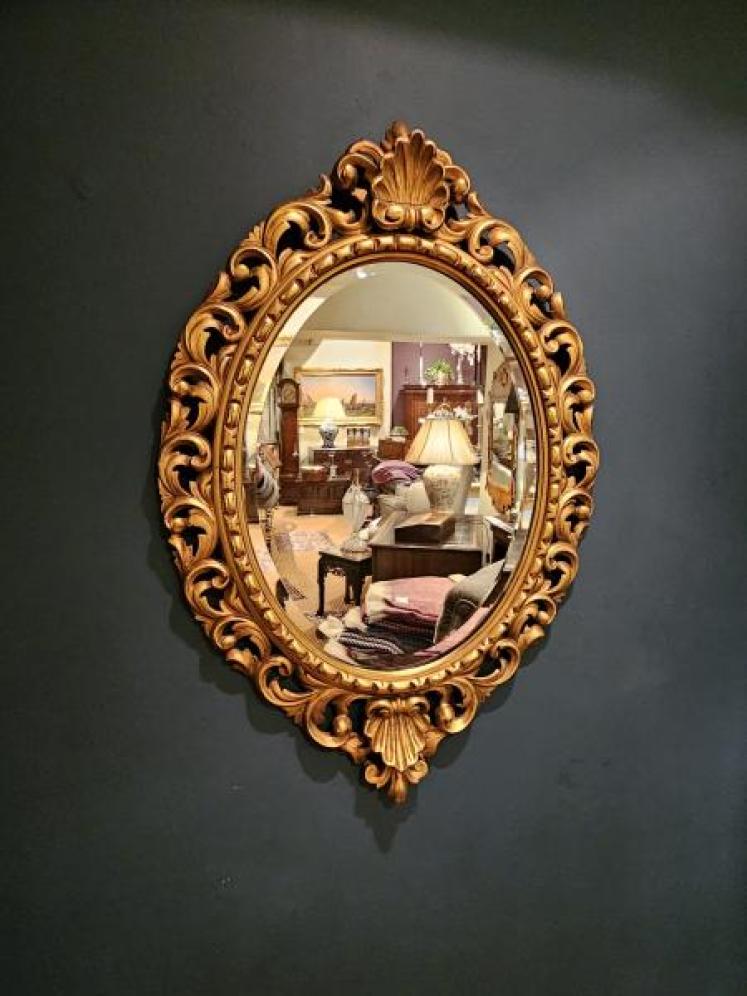 Victorian Timber Gilt Oval Mirror - Image 1