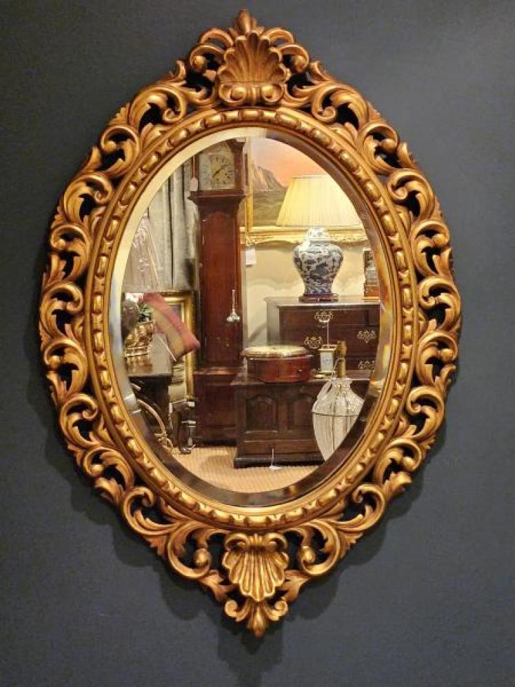 Victorian Timber Gilt Oval Mirror - Image 2