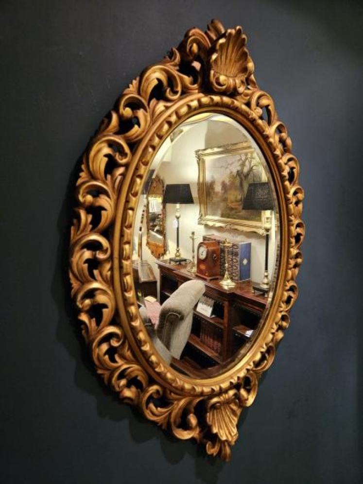 Victorian Timber Gilt Oval Mirror - Image 3