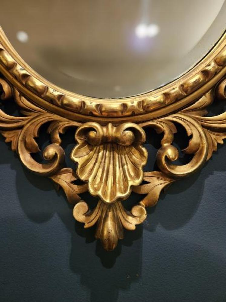 Victorian Timber Gilt Oval Mirror - Image 4