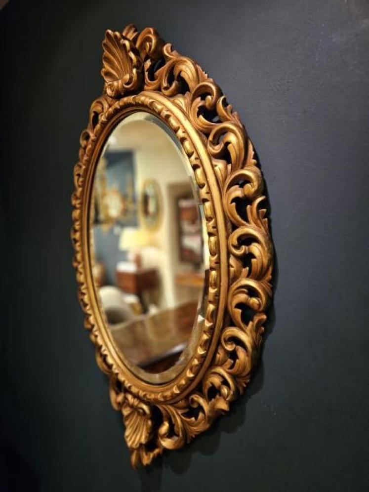 Victorian Timber Gilt Oval Mirror - Image 5