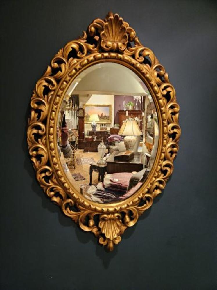 Victorian Timber Gilt Oval Mirror - Image 7