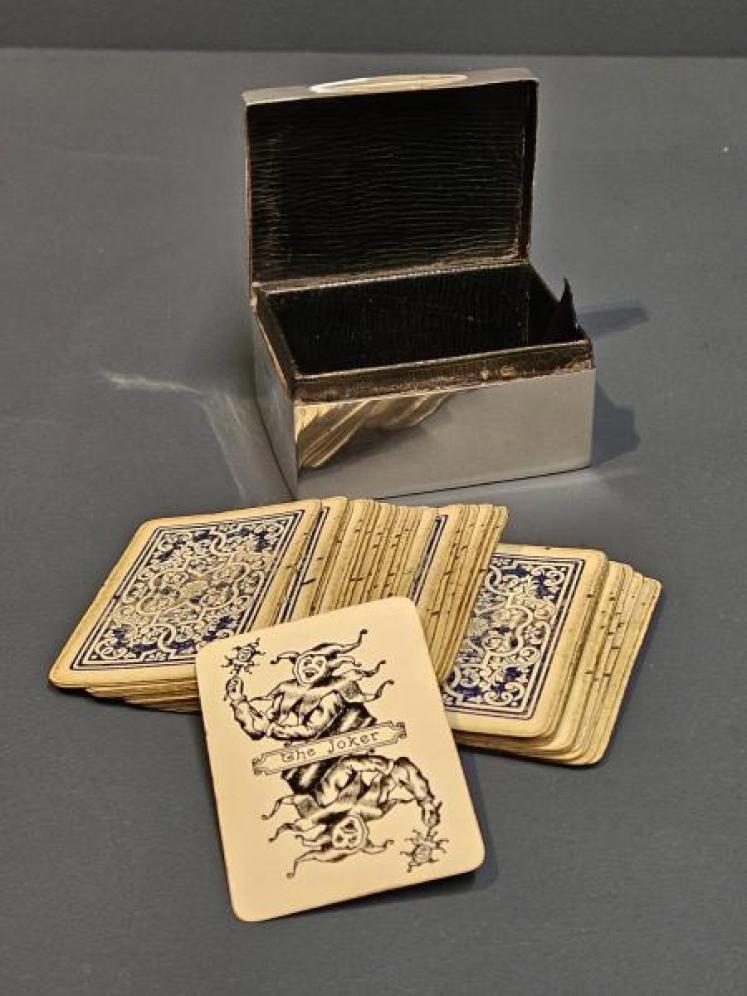 Victorian Silver Patience Box & Cards - Image 2
