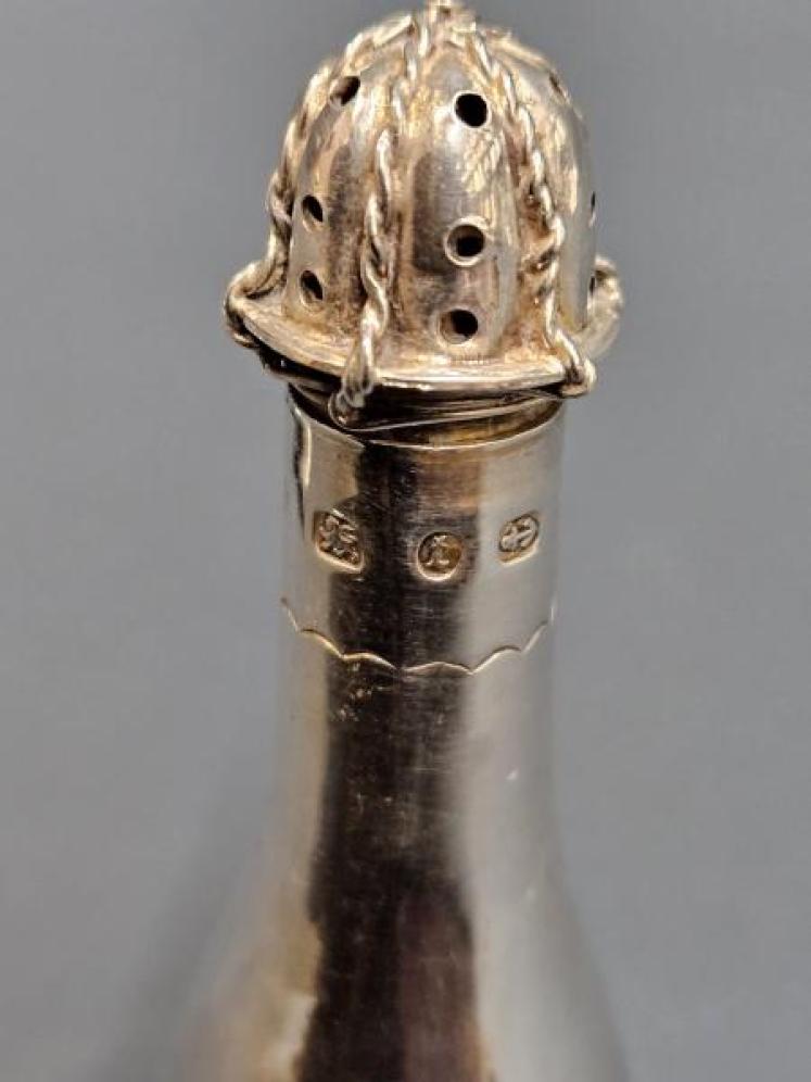 Pair of silver Victorian Champagne Bottle Peppers - Image 3