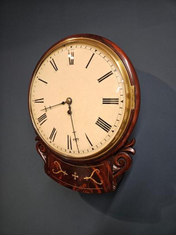 Early Victorian Single Fusee Drop Dial Wall Clock  - Image 1