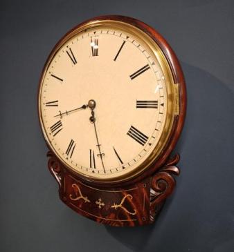 Early Victorian Single Fusee Drop Dial Wall Clock 