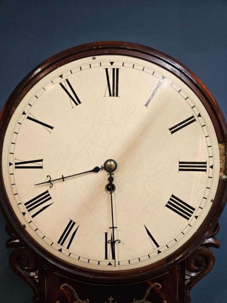 Early Victorian Single Fusee Drop Dial Wall Clock  - Image 2