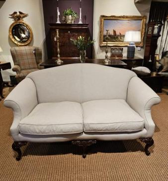 Victorian Linen Covered Sofa