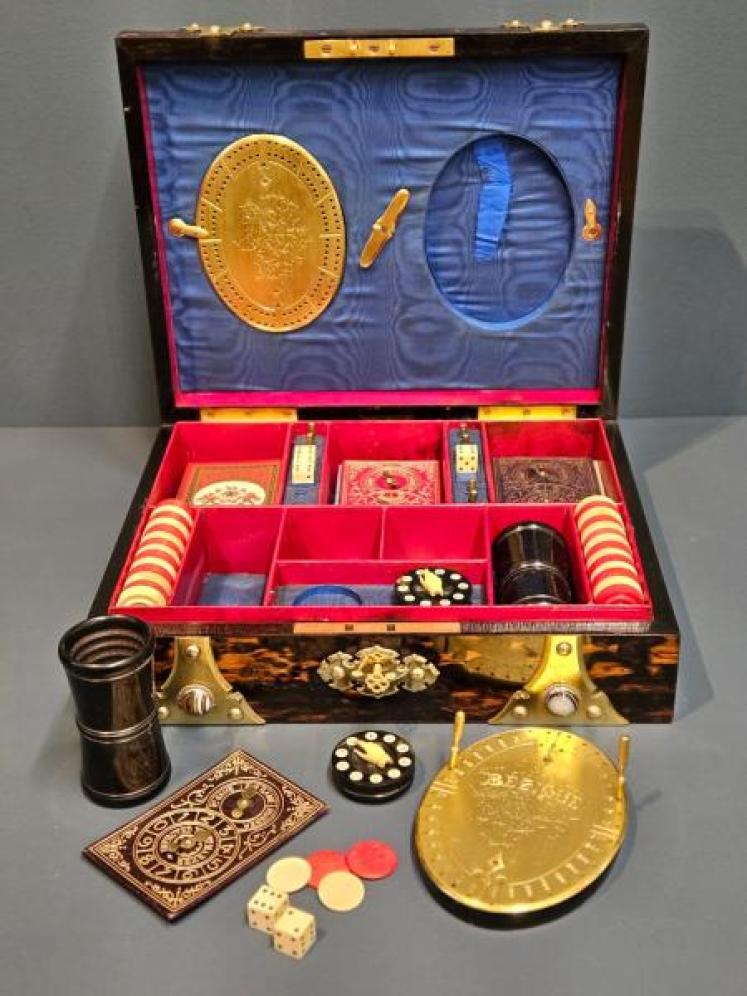Superb Brass Bound Coromandel Games Compendium - Image 1