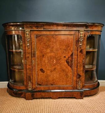 Fine Quality Victorian Burr Walnut Credenza