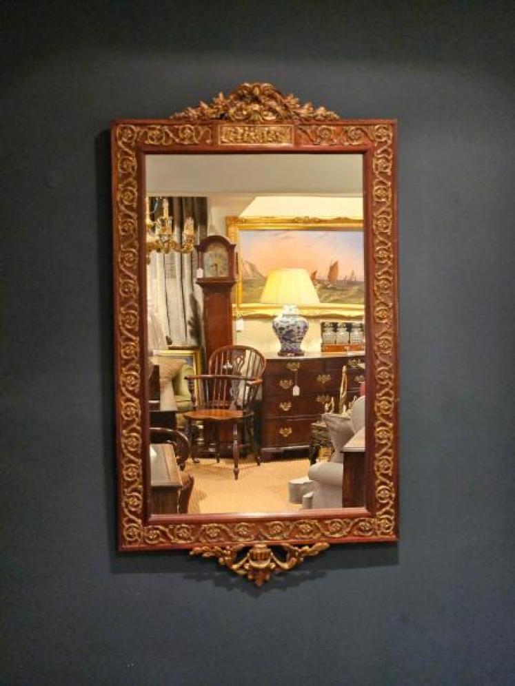 Late Victorian Mahogany & Gilt Brass Mirror - Image 1