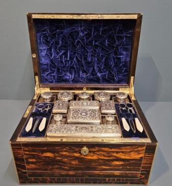 Victorian Coromandel & Silver Travelling Box