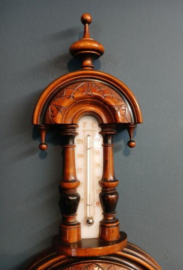 Victorian Walnut Pendant Banjo Barometer - Image 4