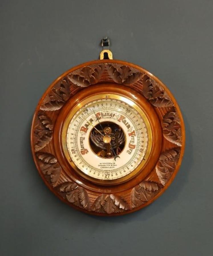 Victorian Walnut Aitchinson of London Aneroid Barometer - Image 1