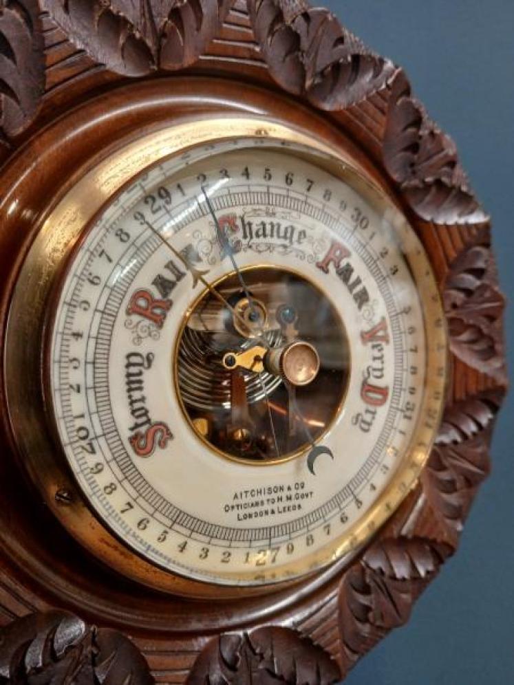 Victorian Walnut Aitchinson of London Aneroid Barometer - Image 2